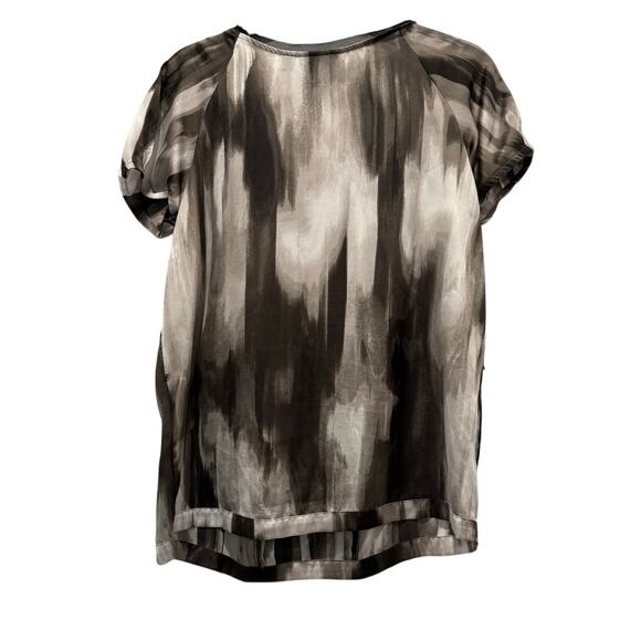 Simply Vera Vera Wang Womens Black White Print Semi-Sheer Blouse Size Medium - Picture 2 of 5